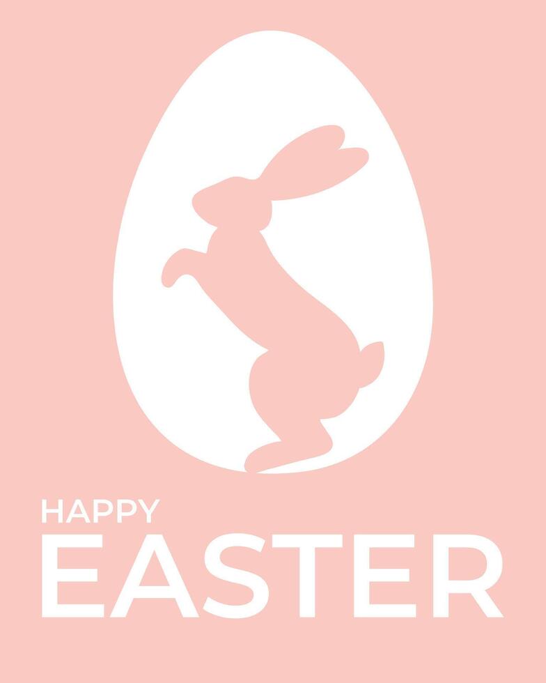 Happy Easter greeting card with egg with bunny silhouette in modern style vector