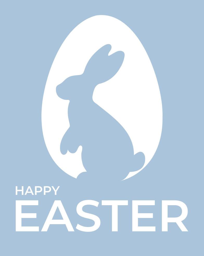 Simple minimalistic Happy Easter greeting card with silhouette of bunny and Easter egg vector