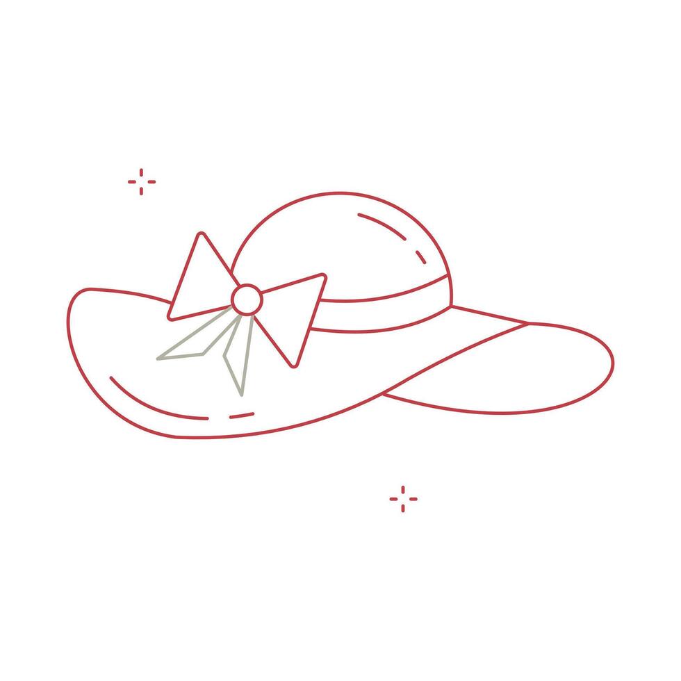 Straw Wide Brim Sun Hat ICon Design vector
