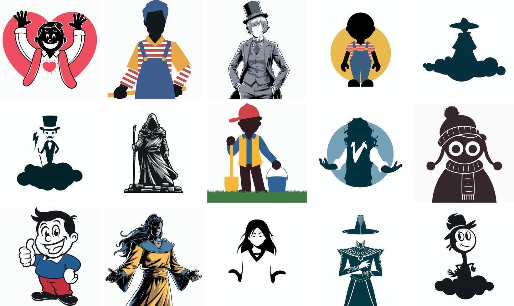 A bulk set of Collection of Unique Character Illustrations for Design Inspiration vector
