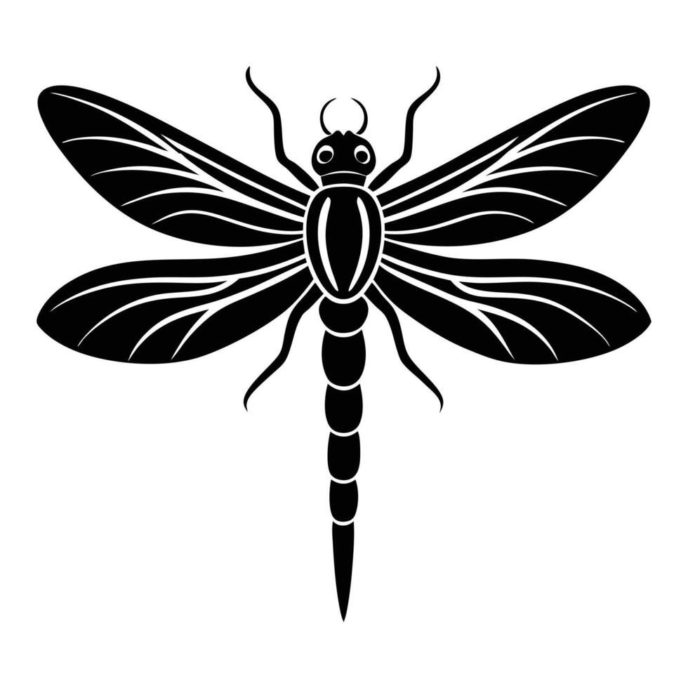 dragonfly silhouette on white background vector