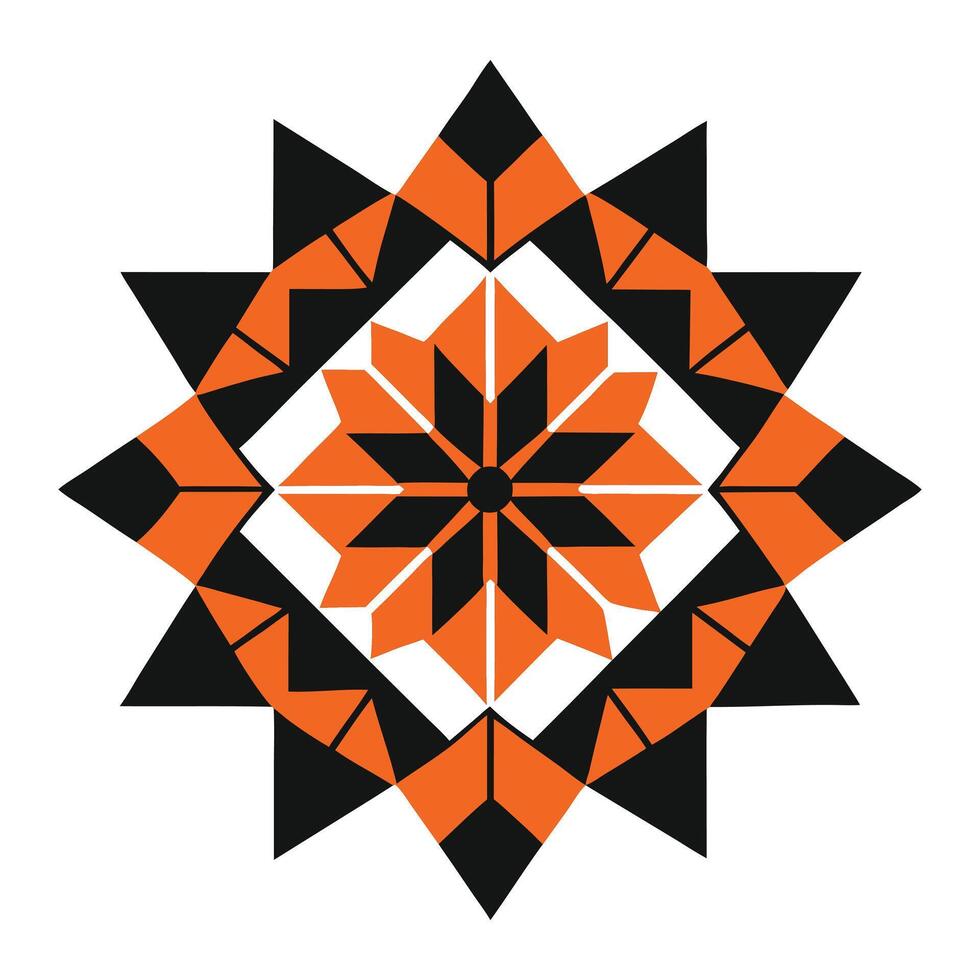 a geometric pattern with black and orange colors vector