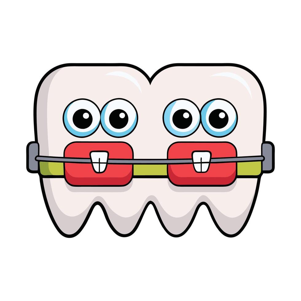 two cartoon teeth with eyes and teeth on a white background vector