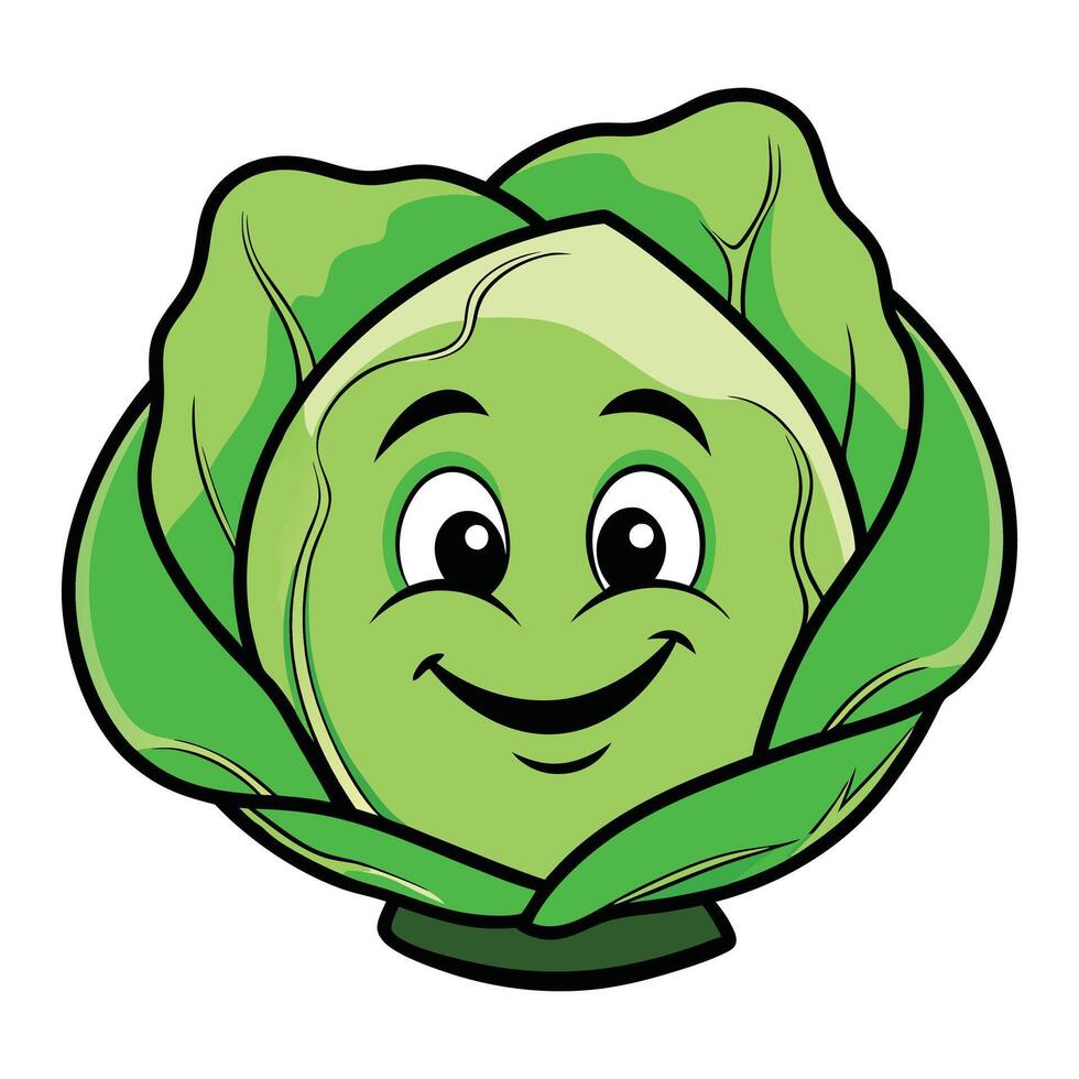 a cartoon cabbage character with a smile vector