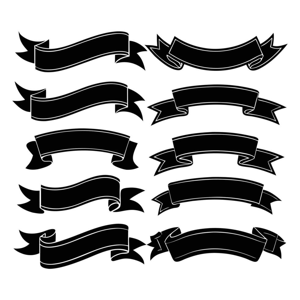 set of black ribbons illustration vector