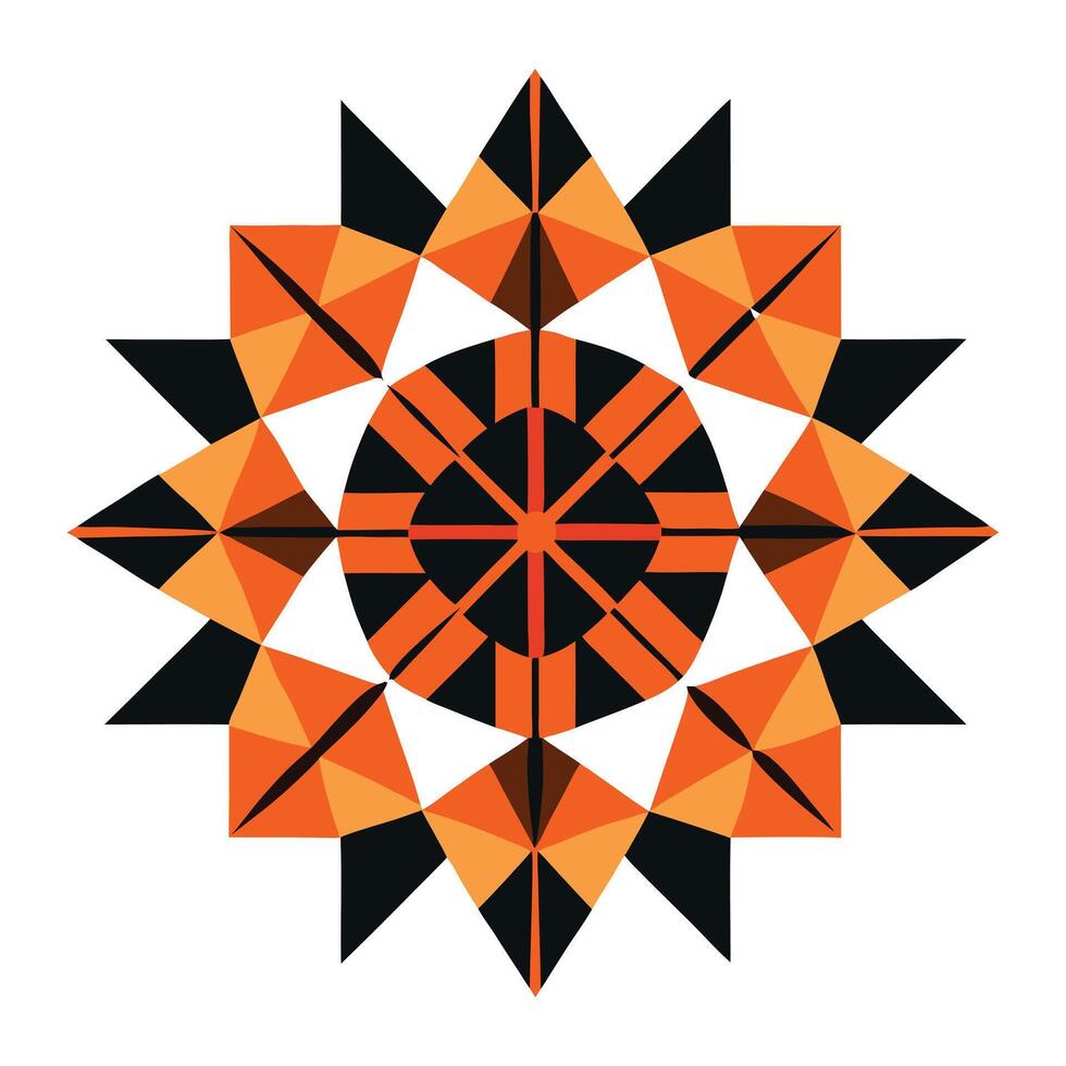 a geometric design with orange and black triangles vector