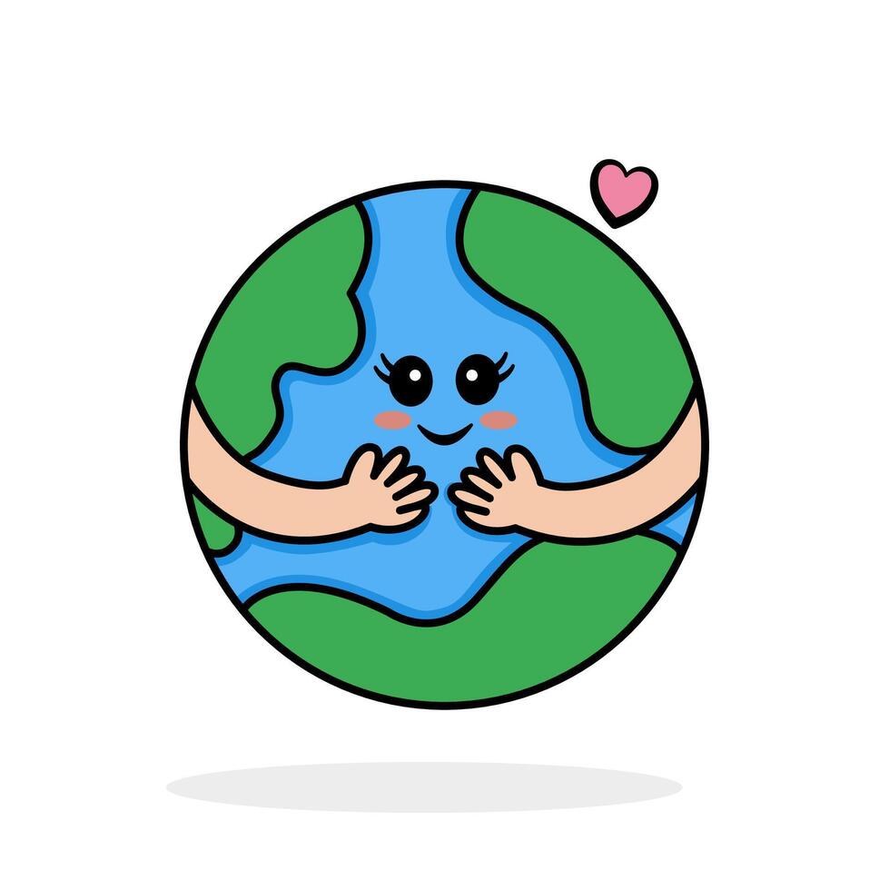 Happy Earth Day, Save the Earth, Designed with flat style cartoon with cute expression. Symbol of loving the earth. illustration. vector