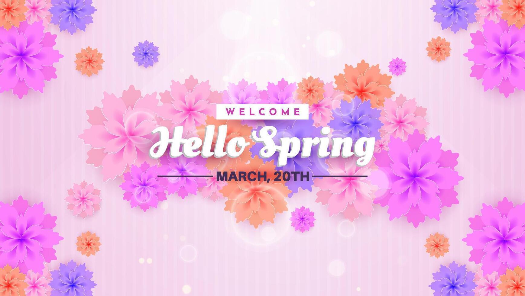 Welcome Spring Celebration with Colorful Floral Background and Joyful Blossoms vector