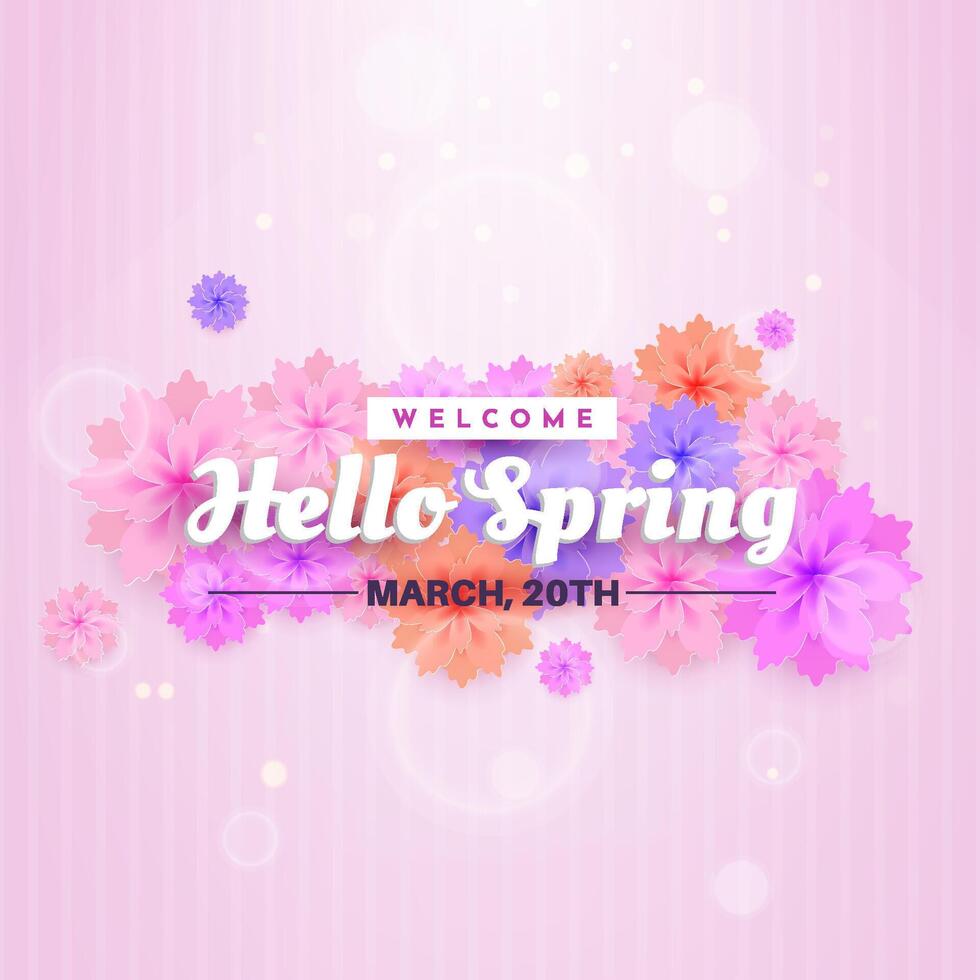 Welcome Spring Seasonal Banner With Colorful Flowers and Text Decorations vector