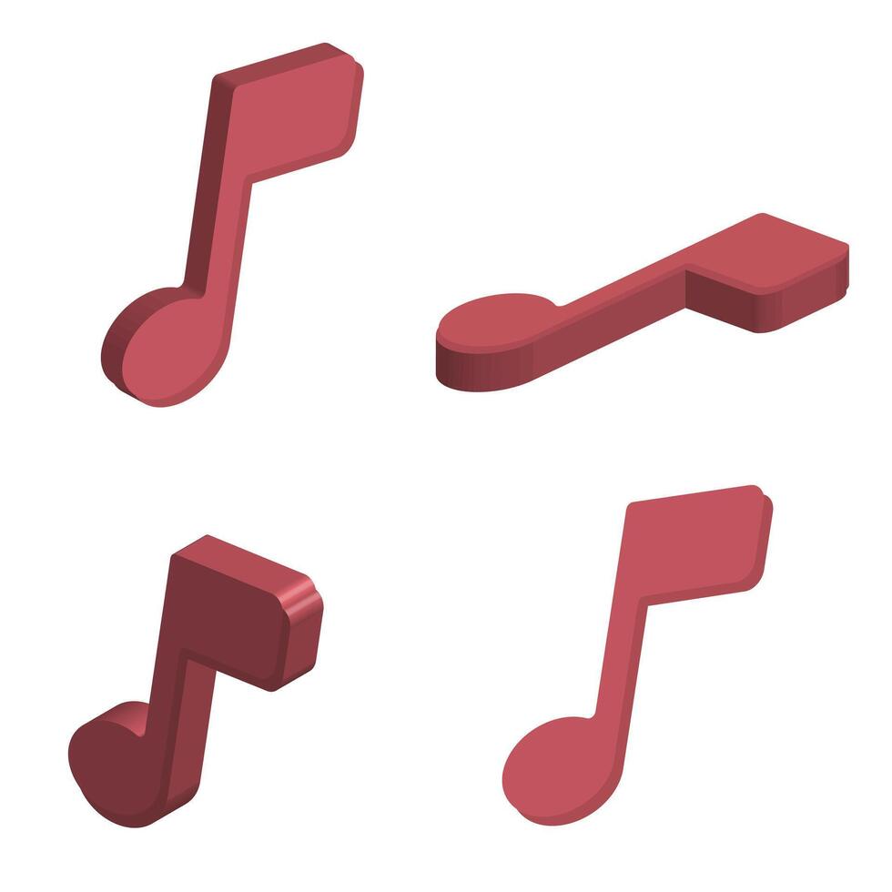 Four musical notes in different colors vector