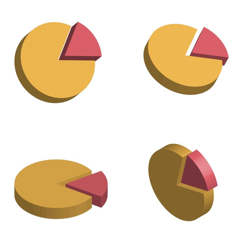 Four pie charts with different percentages vector