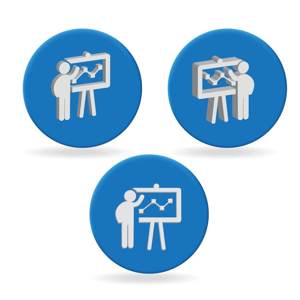 Business man on a board icon set vector