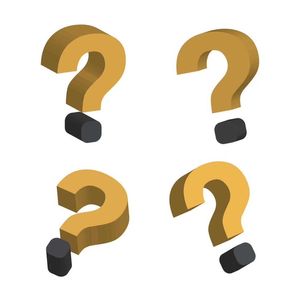 Four question marks are shown in different poses vector