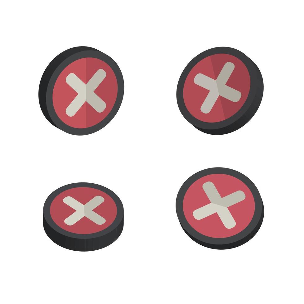 Four red and white circles with crossed signs vector