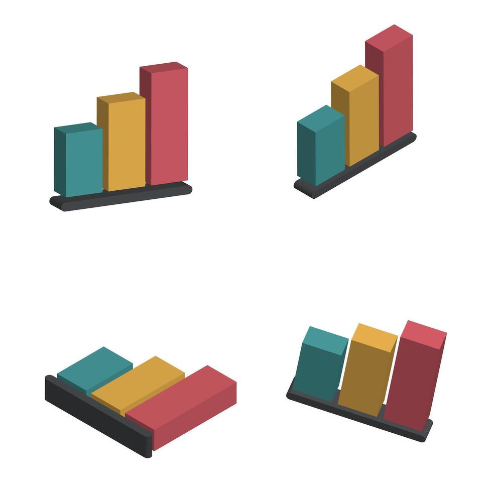 Isometric business graph icon set illustration vector
