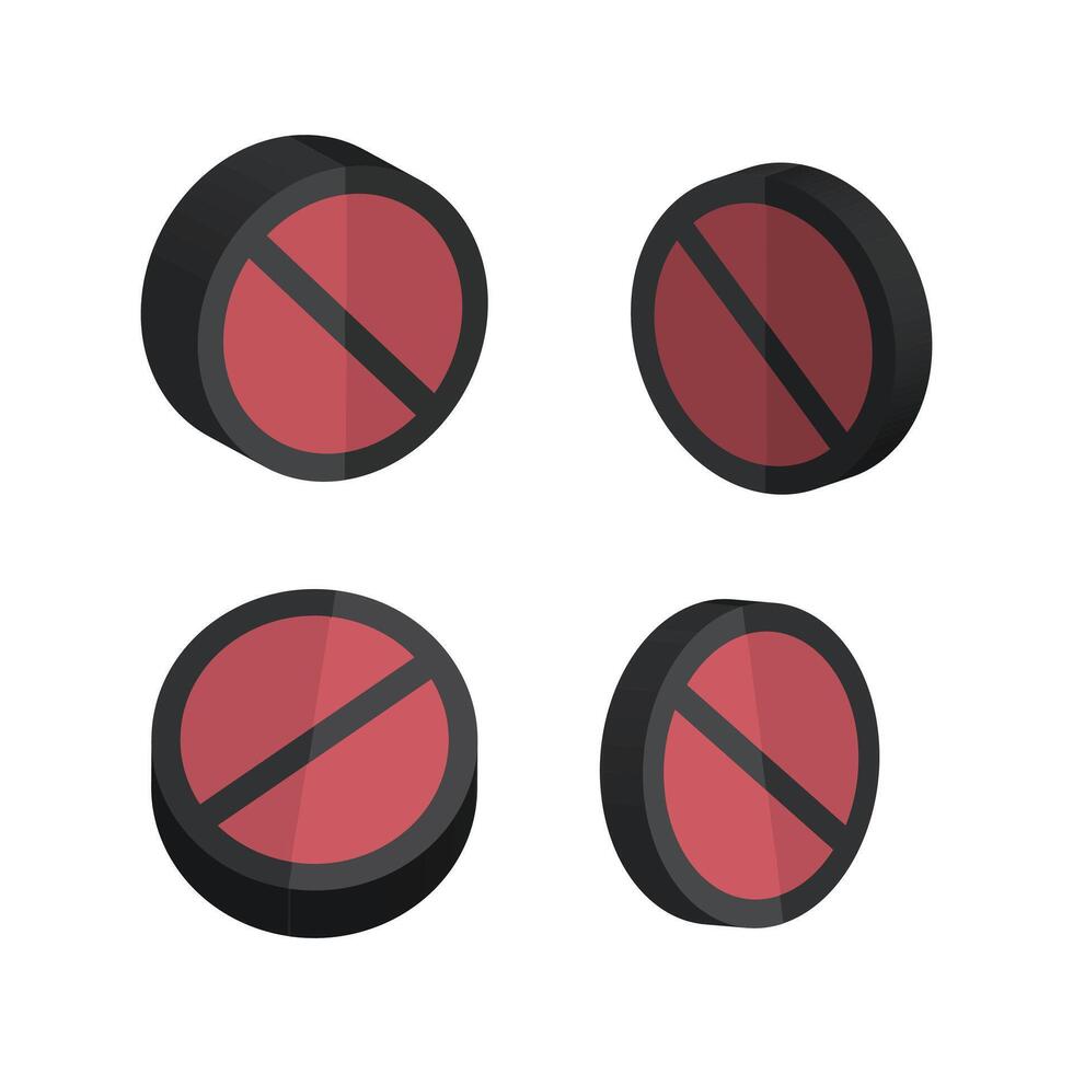 Four red and black circles with no entry signs vector