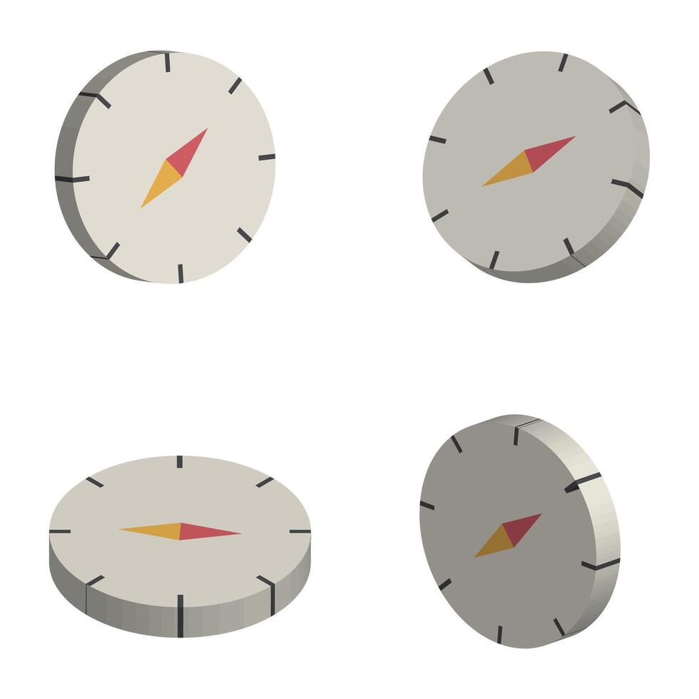 Four different types of compass on a white background vector