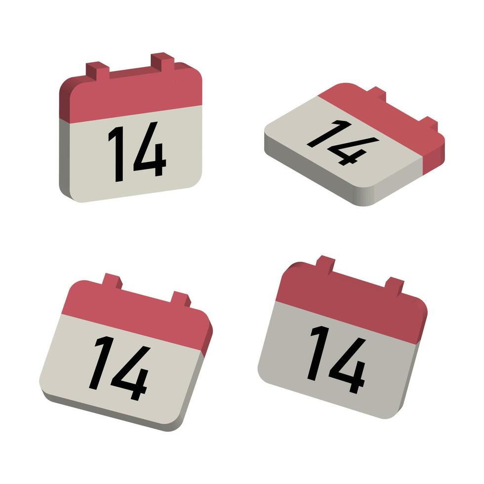 Four calendar icons with the date 14th of july vector