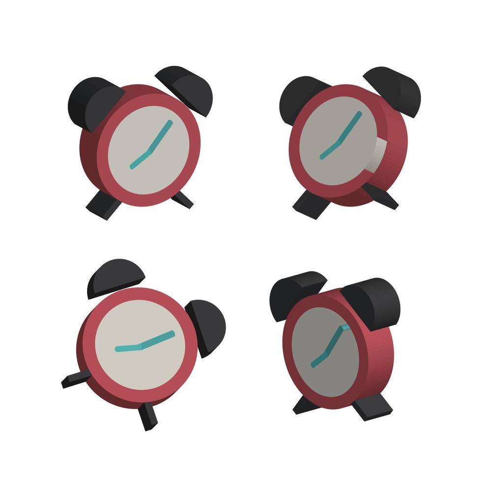 Four different alarm clocks on a white background vector