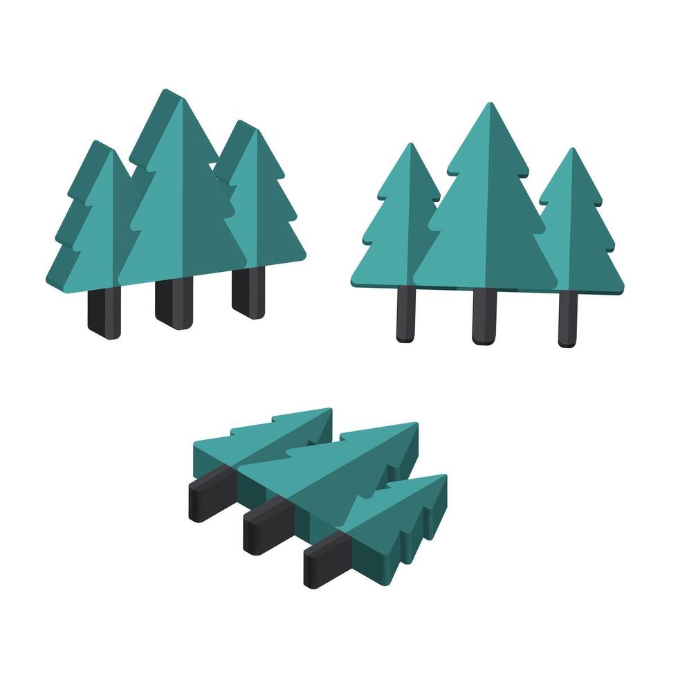 Three trees in different shapes on a white background vector