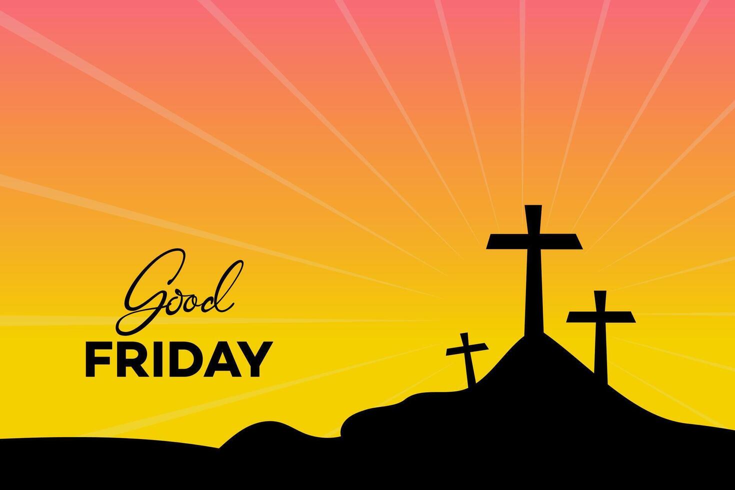 Good Friday Sunrise Crosses, Hill, Sunset, Remembrance, Faith, Hope, Christian, Holy, Sacrifice vector