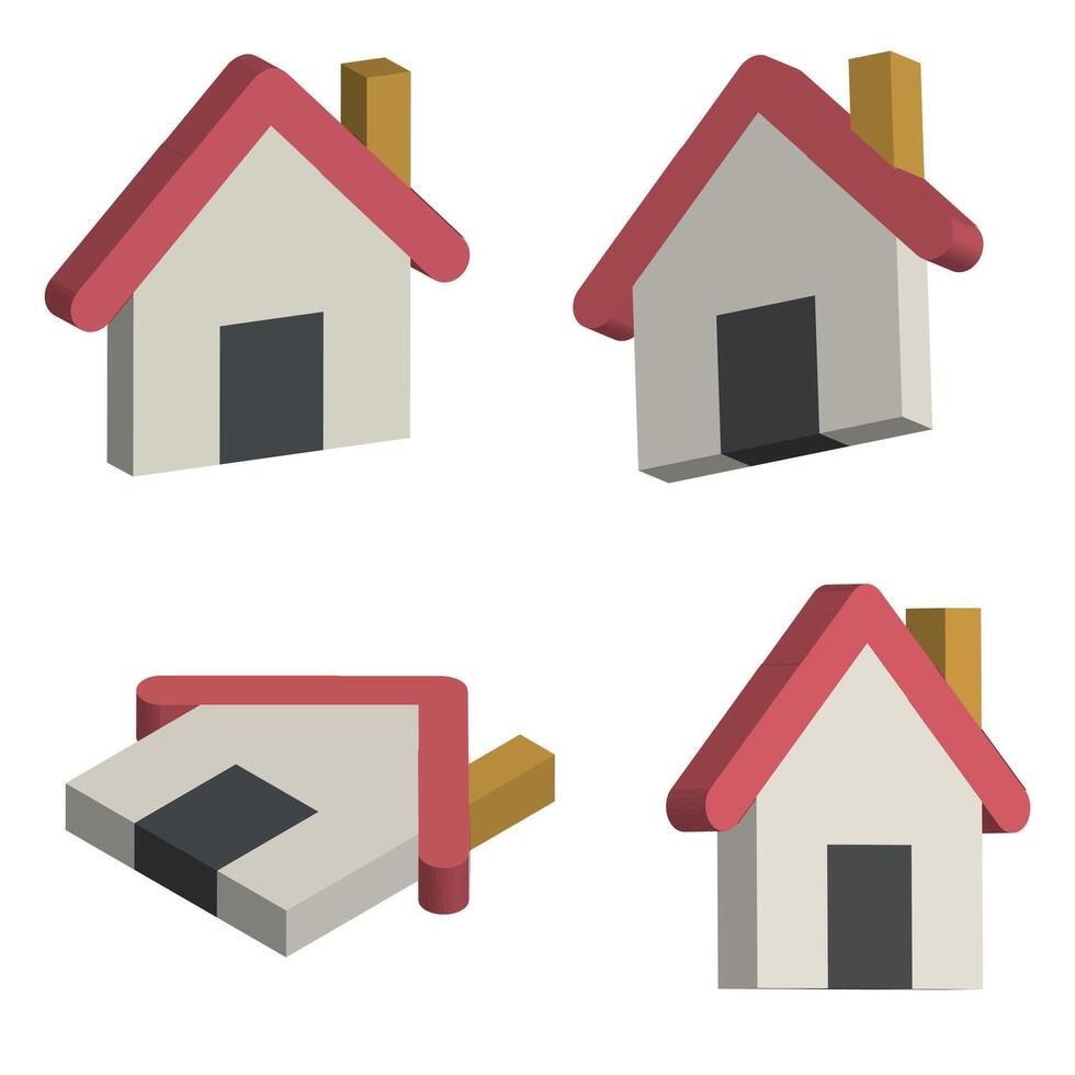 Four different house icons with different shapes vector