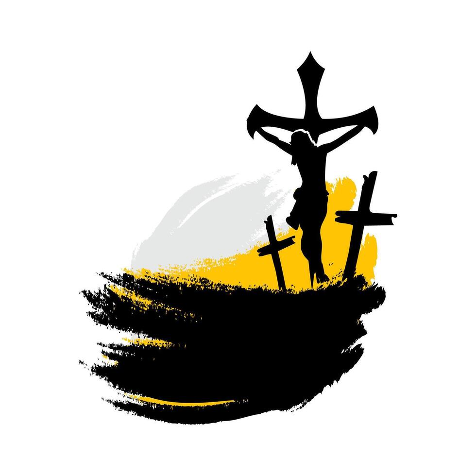 Crucifixion Silhouette, Crosses, Golgotha, Passion, Death, Resurrection, Faith, Belief, Hope, Salvat vector