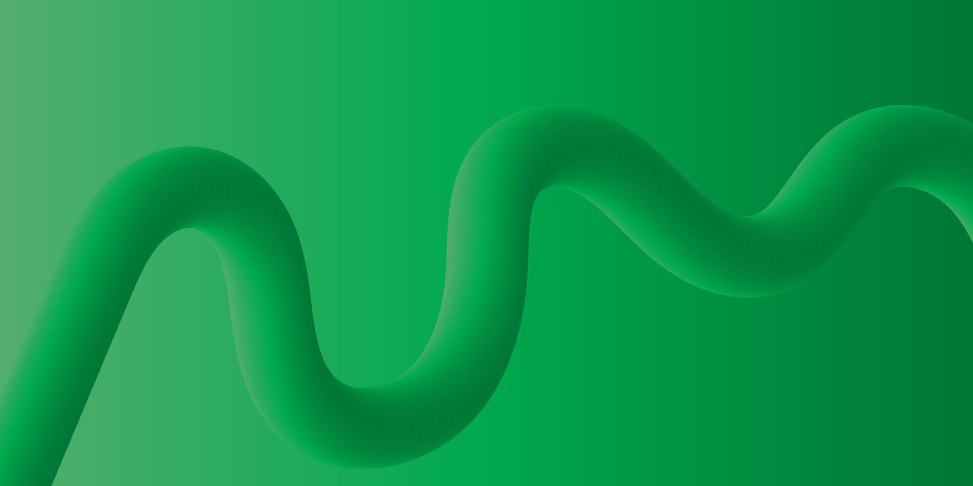 Abstract Green Wave, Fluid Dynamic, 3D Design, Smooth Curve, Gradient Background, Modern Art, Minimal vector