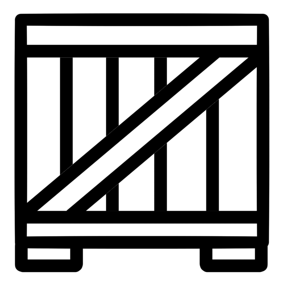 A black and white icon of a crate png