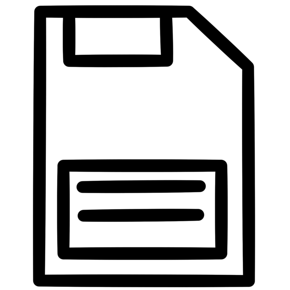 A black and white image of a floppy disk png