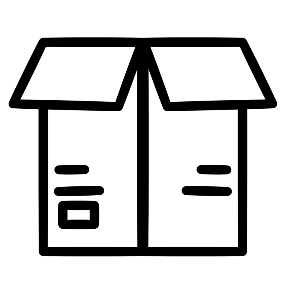 A black and white image of a box png