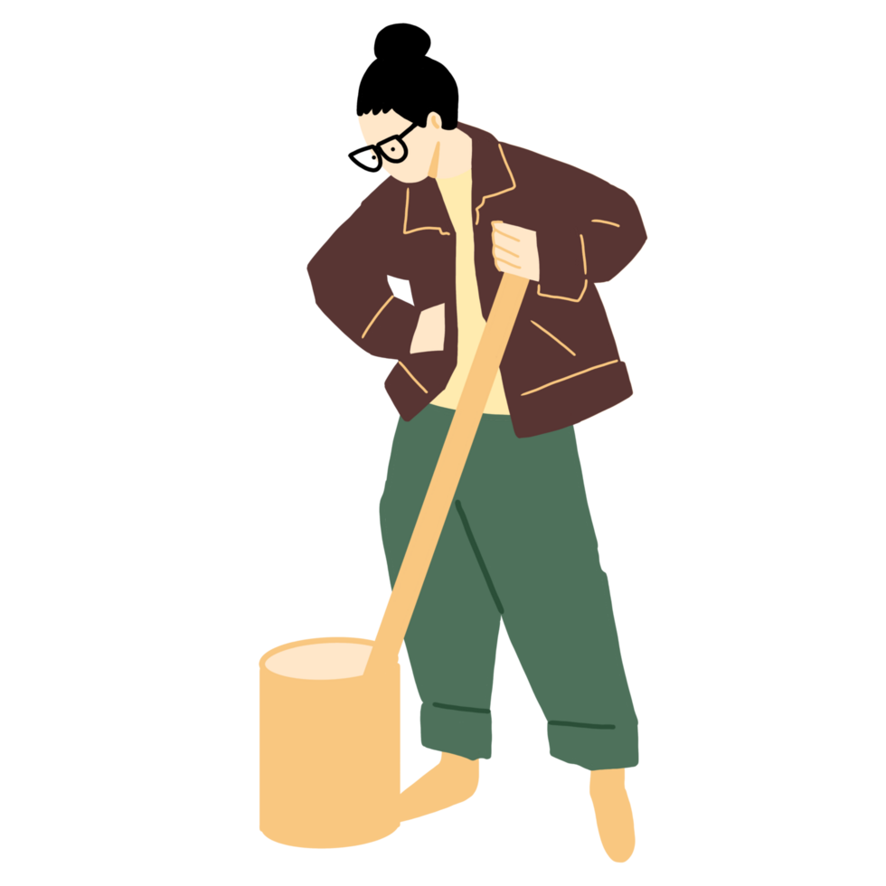 A man with a shovel and a bucket png
