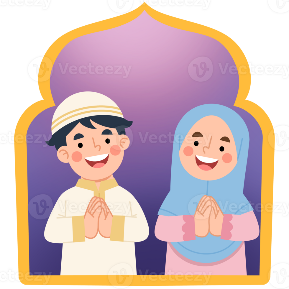 Illustration of cheerful children welcoming png