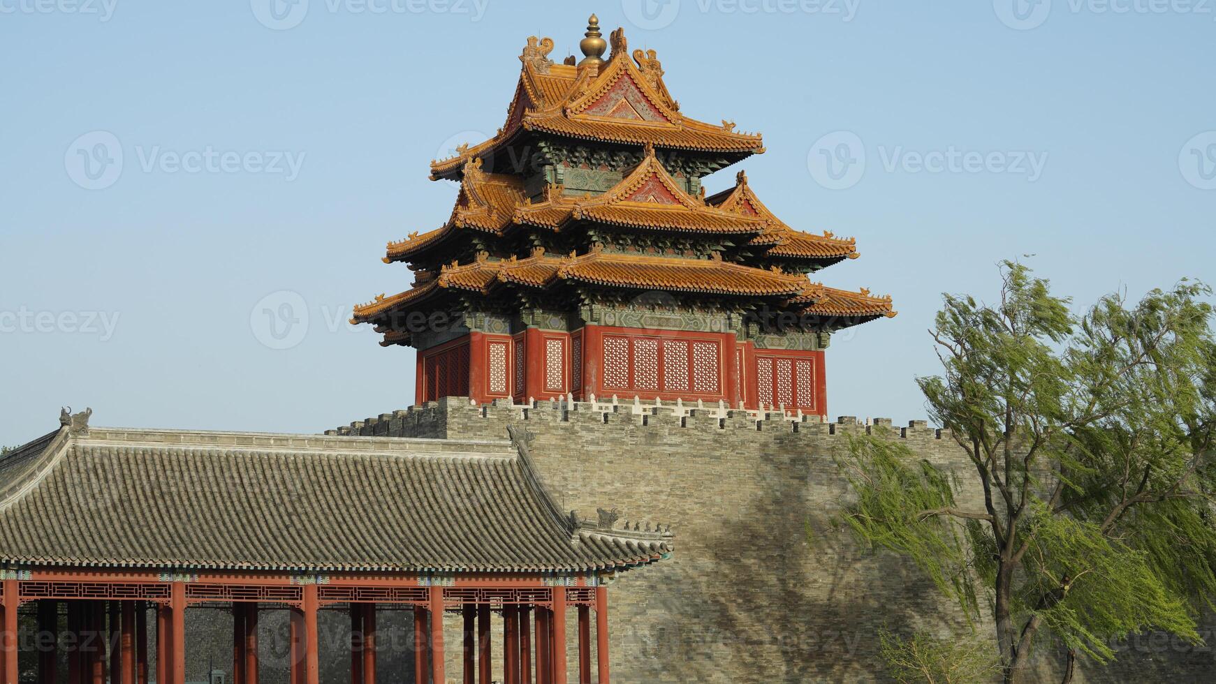 The corner pavilion in the spring windy day photo