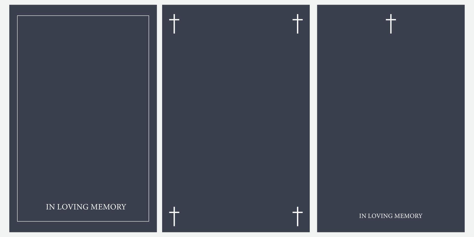 set of Funeral Announcement Template Illustration with Blank Space for Text vector