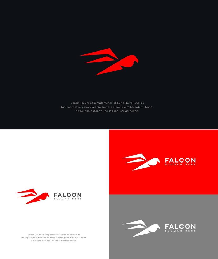 Falcon Logo Design Red, White, Abstract Bird, Modern Branding vector