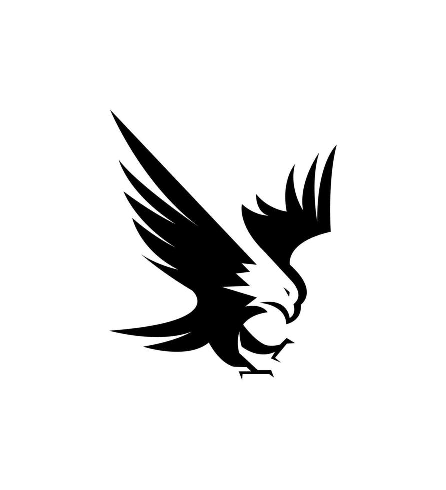 Powerful Black Eagle Silhouette Wings Spread, Majestic Flight, Bird of Prey vector