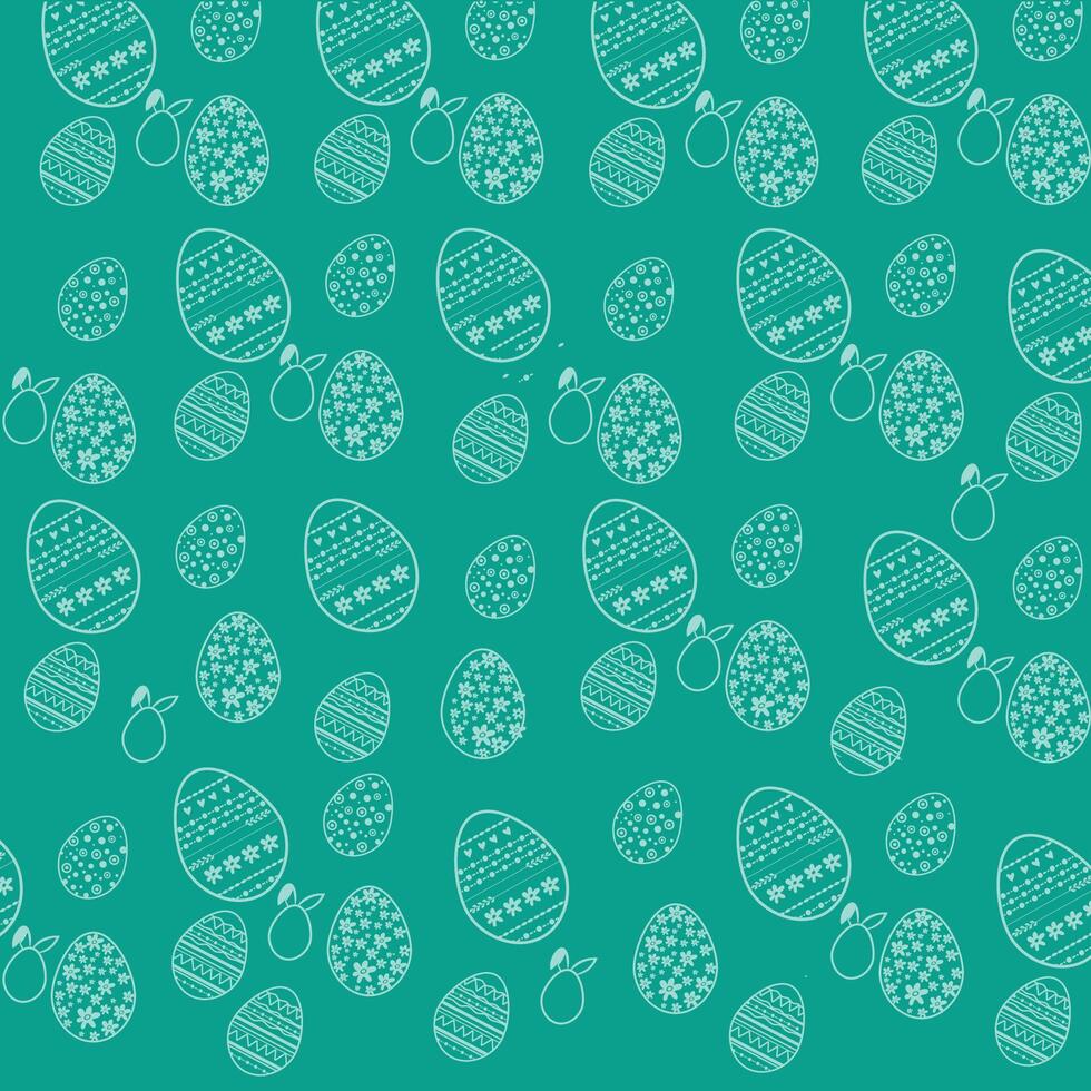 Teal Easter Egg Pattern Decorative Eggs, Spring, Holiday, Design vector