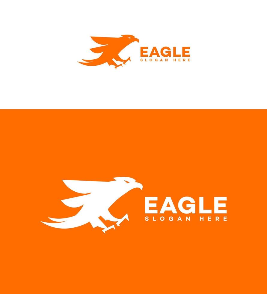 Orange Eagle Logo Design White Bird, Dynamic Flight, Corporate Branding vector