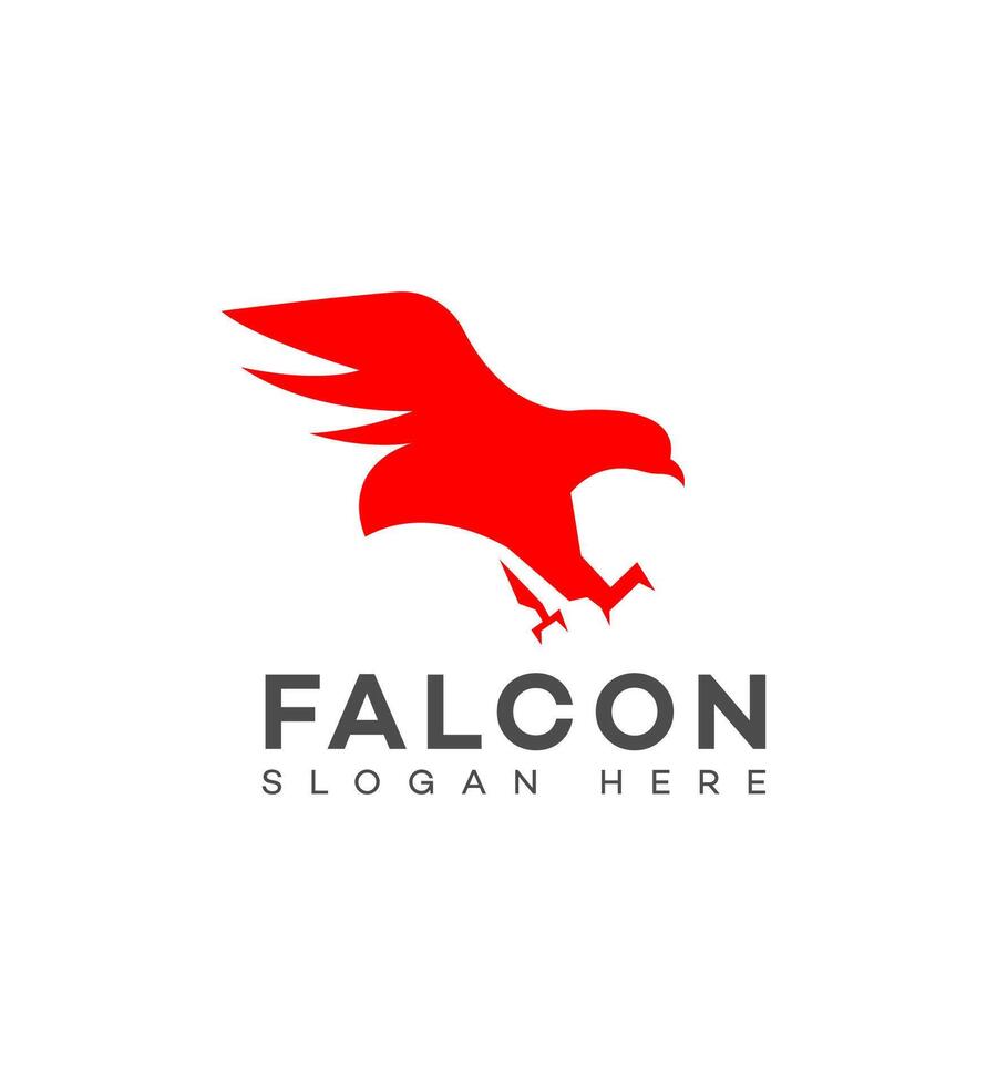 Red Falcon Logo Design Bird, Wings, Speed, Power, Symbol vector
