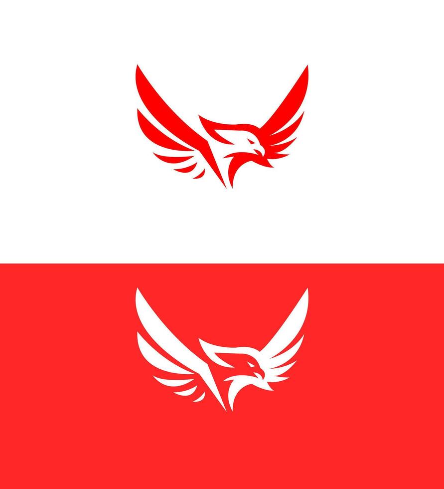 Fierce Red Eagle Wings Logo Design White and Red Variations vector
