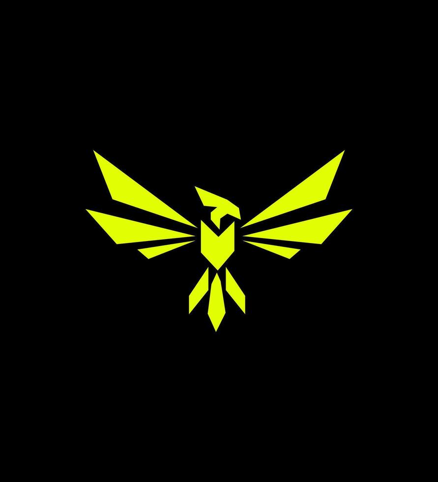 Geometric Neon Green Eagle Logo Design, Sharp Wings, Abstract Bird vector
