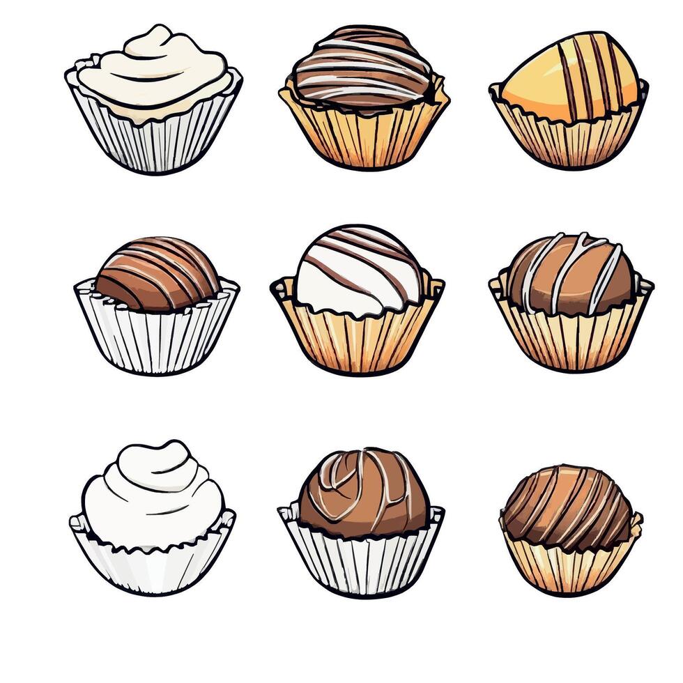 Delicious Chocolate and Vanilla Dessert Treats vector