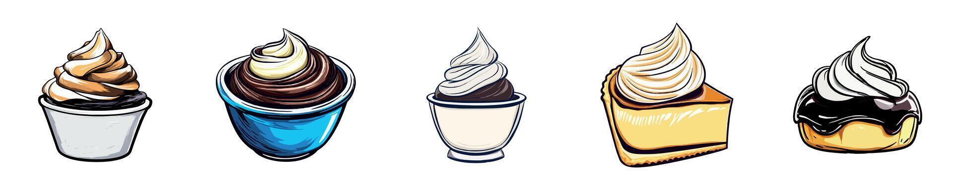 Delicious Frozen Cream Desserts and Sweet Treats vector