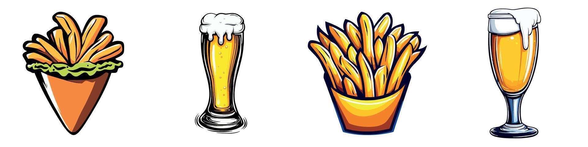 Fries and Beer Delight vector