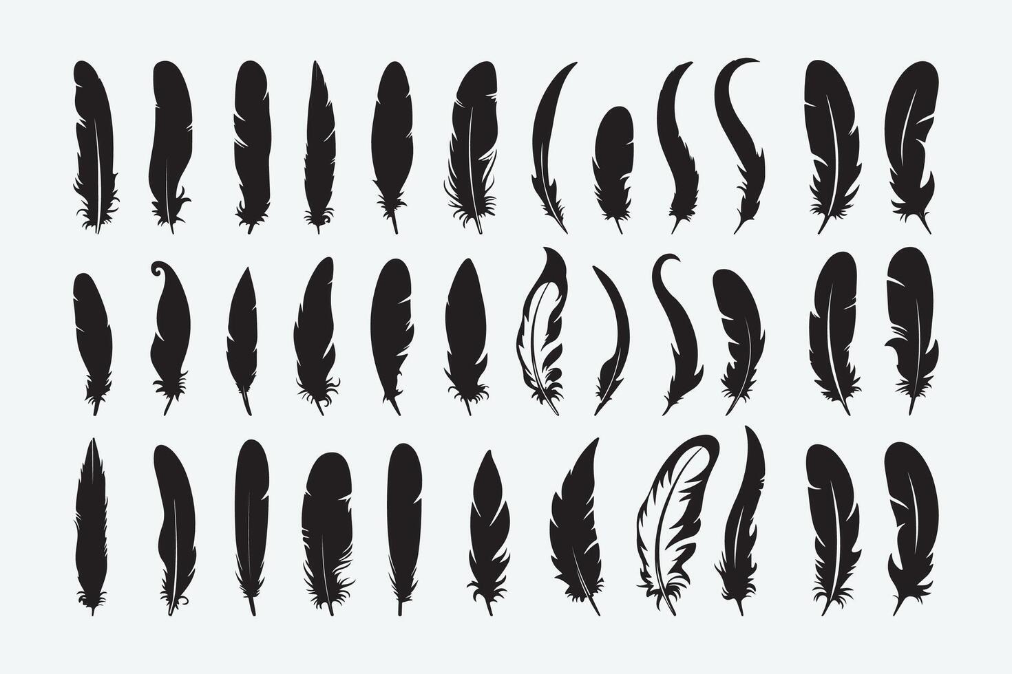 Feather silhouette bundle vector
