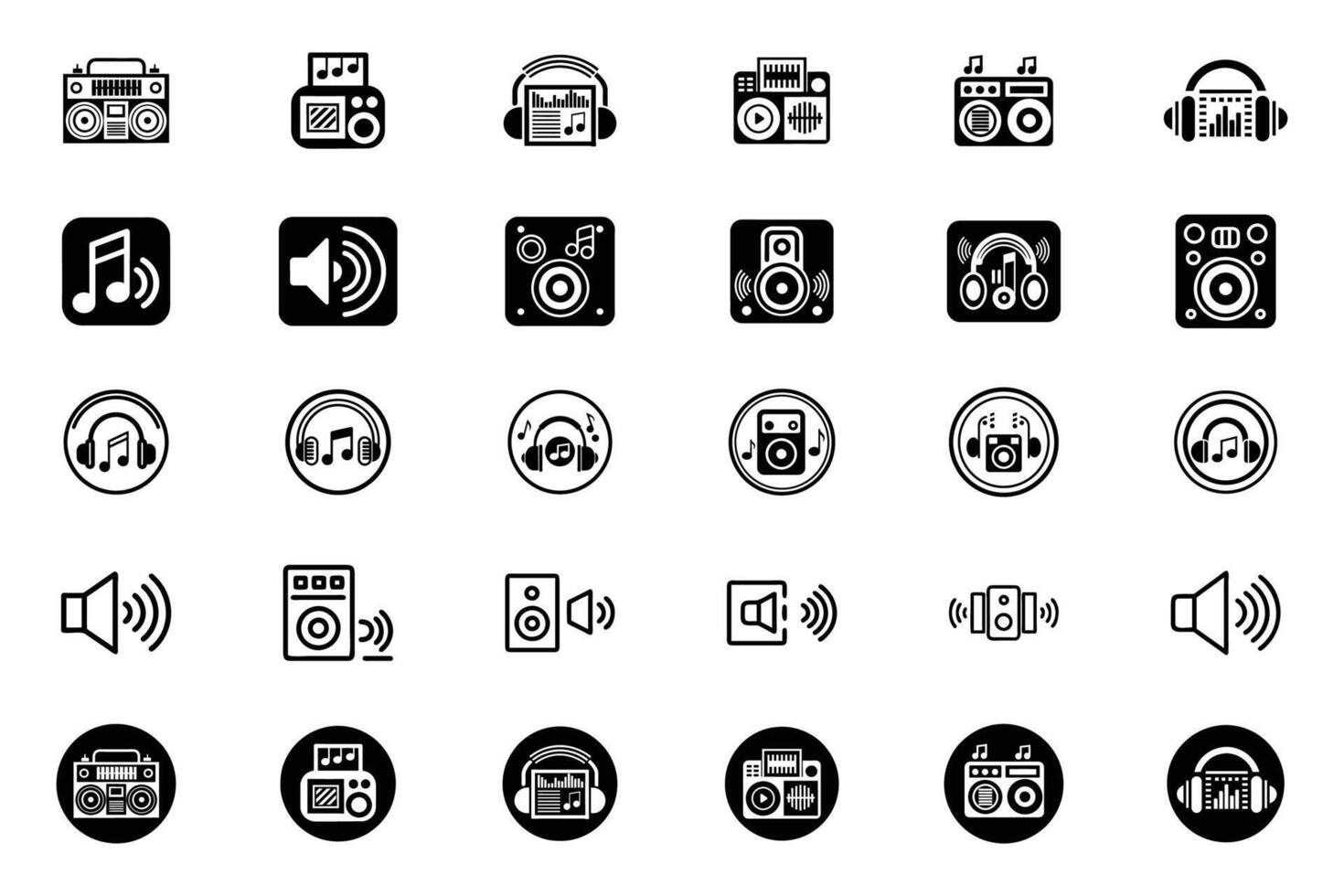 Collection of isolated audio icons simple illustrations vector