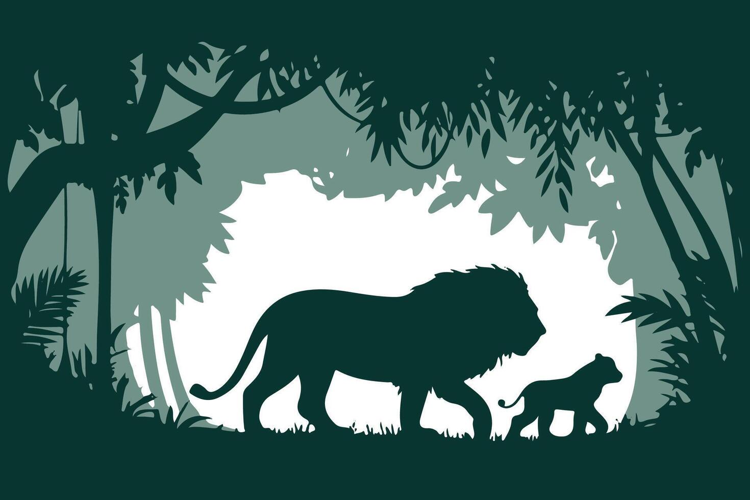 Minimalist lion silhouettes isolated illustration collection vector