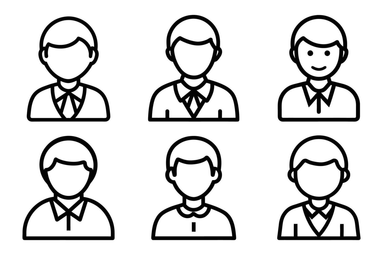 User silhouette icon pack isolated line drawings vector