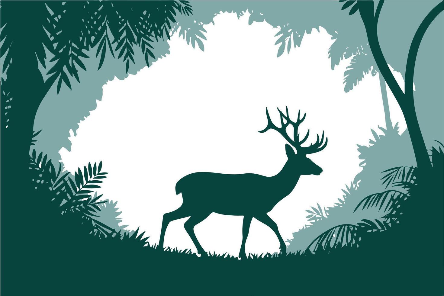 Flat deer silhouette isolated artistic illustration vector
